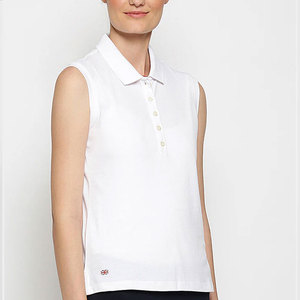 Venta al por mayor sin mangas para Polo Camiseta para mujer Patrón sólido de moda Camiseta de punto Venta en línea Precio razonable - Product Image 3