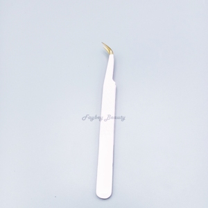 แหนบต่อขนตาสแตนเลสสีชมพูปลายทอง - Product Image 1