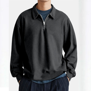 เสื้อสเวตเชิ้ตคอกลมแขนยาวบุซับในสำหรับผู้ชาย ปี 2025 ผ้าฝ้าย 100% สีพื้น ระบายอากาศได้ดี รับสั่งทำสีและโลโก้ - Product Image 1