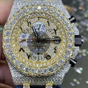 Splendide montre de luxe pour homme, 43 mm, analogique, chronographe, boîtier serti de strass, verre saphir, fermoir déployant - Product Image 6