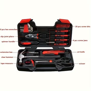 Kit d'outils ménagers manuels 39 pièces avec marteau, tournevis, pinces, mètre ruban, clés hexagonales, embouts et étui - Product Image 3