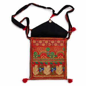 Pochette en PVC brodée patchwork bohème faite à la main, sac cosmétique ethnique indien, étui à bijoux vintage style Kantha, sac cadeau - Product Image 1