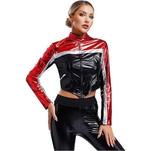 Women's Sheep Skin Leather Moto Faux <b>Jacket</b> Solid Pattern Cropped Bomber <b>Biker</b> <b>Jacket</b> for Autumn & Spring Season Women's <b>Jackets</b> - Product Image 1