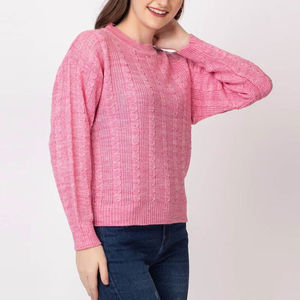 Pull-over décontracté élégant pour femme en cachemire 100% anti-boulochage avec texture tricotée plate chaude et logo frontal - Product Image 6