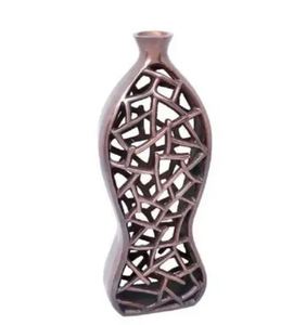 High Quality Handmade Aluminum Flower <b>Vase</b> with Modern Design Antiqued Finishing and <b>Unique</b> Holes Best Selling Product - Product Image 3