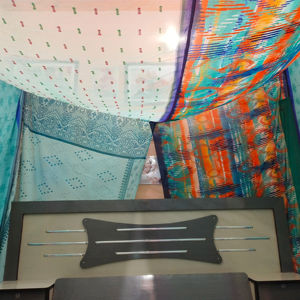 Cortinas con dosel de Sari indio Vintage verde, estilo mosquitera de cama múltiple para decoración del hogar o tienda de campaña al aire libre - Product Image 1