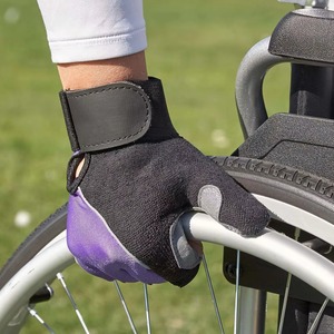Guantes de cuero sintético personalizados para silla de ruedas, guantes de carreras para ciclismo, muñeca ajustable, guantes de seguridad acolchados con gel para medio dedo - Product Image 2