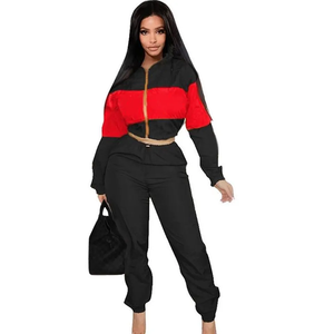 Ensemble survêtement coupe-vent d'hiver pour femme sur mesure OEM 100% polyester surdimensionné deux pièces veste courte pantalon de survêtement - Product Image 2