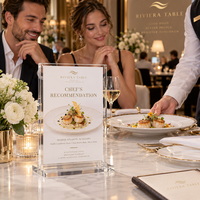 Support de table en acrylique haut de gamme, présentoir de menu personnalisé pour restaurants de luxe, hôtels haut de gamme, promotion de marque