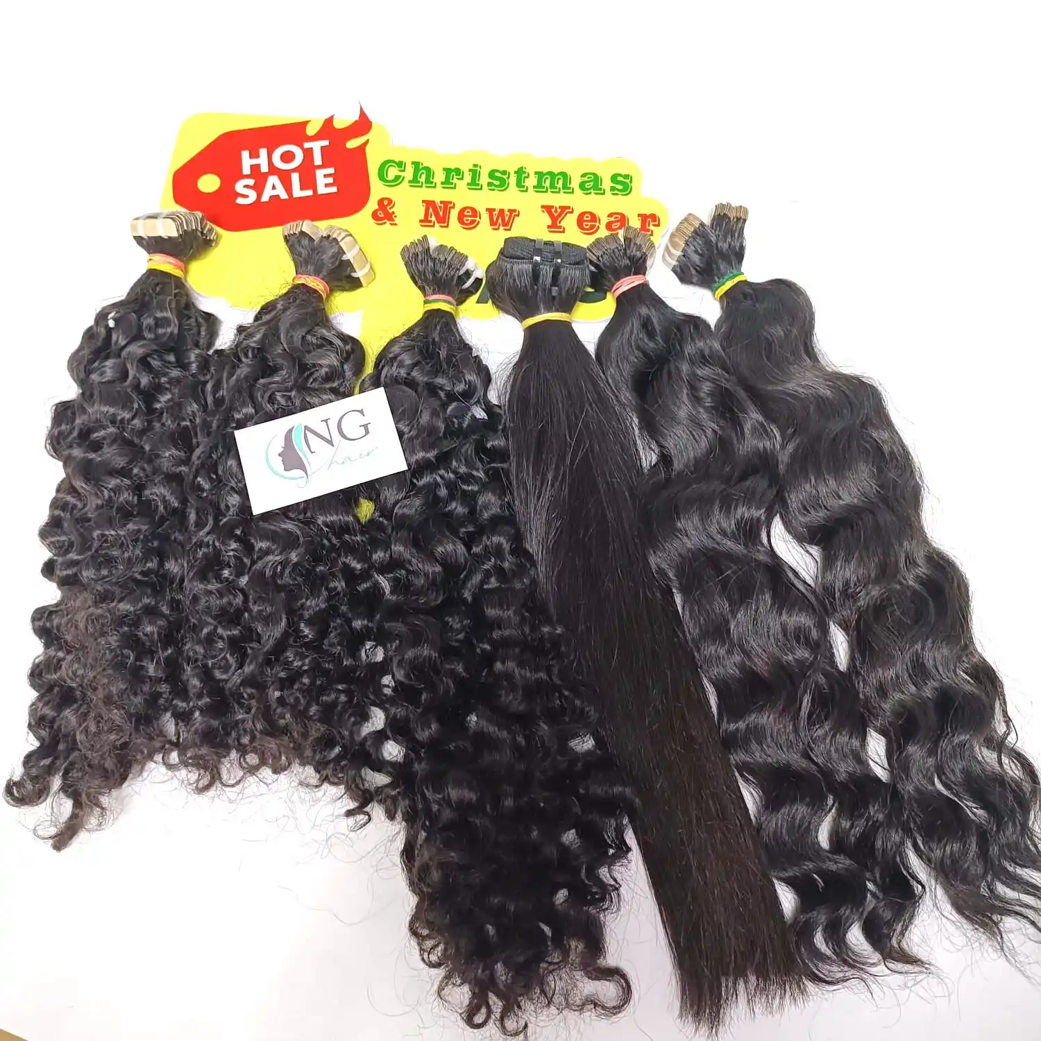 Discount all products 100% Vietnamese Human Hair, Full Color Burmese Curly Tap in Hair Extensions Welcome To Christmas.