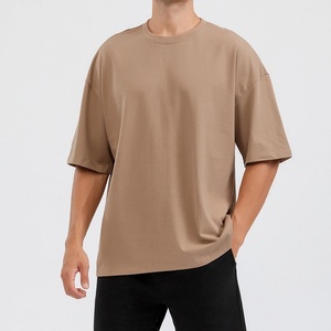 เสื้อยืดผ้าฝ้าย100% สำหรับผู้ชายเสื้อยืดไหล่ตกน้ำหนัก300กรัม - Product Image 2