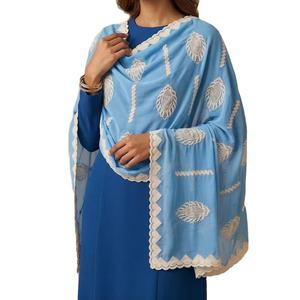 Hiyab Largo de Chifón para Mujer, con Bordado Floral y Pedrería, Suave, Ligero y Transpirable, para Bodas, Verano, Uso Diario y al Aire Libre - Product Image 1