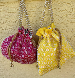 En kaliteli hint el yapımı nakış etnik düğün Potli çanta bilek çanta sikke Potli çanta düğün karşı<span class=keywords><strong>l</strong></span>ık hediyesi çanta - Product Image 3
