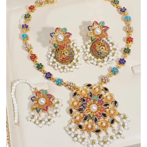 Joyería india y pakistaní, collar redondo de corte brillante, conjuntos de pendientes, joyería para mujer, compromiso de boda, fiesta de aniversario y regalo - Product Image 5