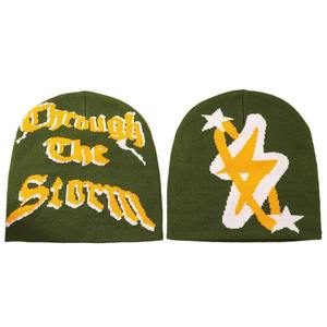 Wholesale Jacquard Knit Beanie Hat with Custom Logo Y2K Big <b>Letter</b> and Warm All Print Fashion Design Featuring Bows Cartoon - Product Image 2