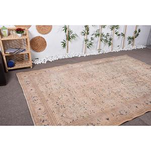 Tapis turc 6,4 x 9,3 pieds, grand tapis vintage, tapis persan en laine beige - Product Image 3