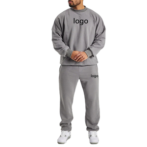 OEM Custom Logo Wholesale Cotton Polyester Set Men's Oversized Fit <b>Plain</b> <b>Tracksuits</b> 2025 - Product Image 4