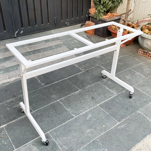 CHB68047 White <b>Folding</b> <b>Table</b> <b>Legs</b> with Caster Wheels - Product Image 2