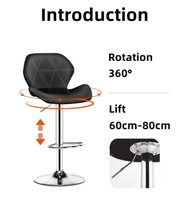 Tabouret de bar moderne réglable avec dossier et sièges en similicuir Pied tube rotatif à 360 ° pour cuisine salon