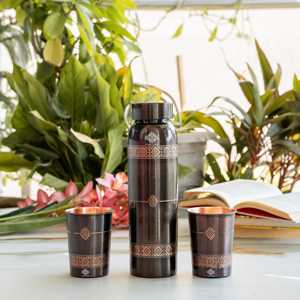 Juego de Vasos de Cobre Puro con Diseño en Relieve de Acabado Antiguo, Ecológico, Retro, Vintage, para Fiestas de Vino, Bodas, Viajes - Product Image 1