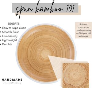 Saladier en bambou extra large de luxe, blanc poli, vintage, polyvalent pour les repas, préparation d'aliments décoratifs écologiques - Product Image 3