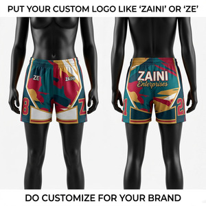 Shorts de Playa para Hombre, 140 GSM, Malla de Poliéster Premium de Secado Rápido, Negro y Gris, Panel Lateral con Estampado Digital de Monstruos de Dibujos Animados, Cintura Elástica - Product Image 1
