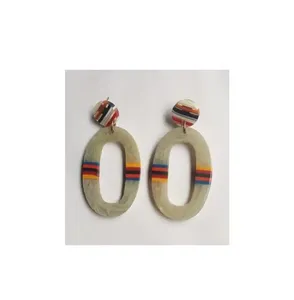 Vente chaude Élégant Bleu Bois Résine Boucles D'oreilles Accessoire De Mode - Product Image 5