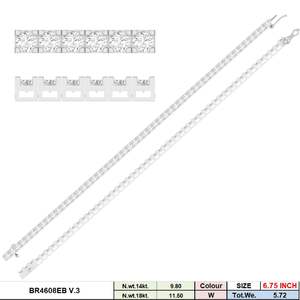 Pulsera de tenis de oro blanco de 14K, Diamante CVD cultivado en laboratorio de 5,72 quilates, ajuste de punta de corte brillante, boda de lujo chapada en rodio - Product Image 3