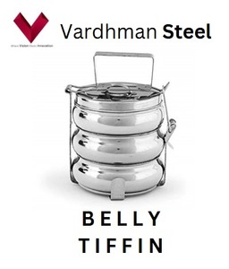 2025 Venta caliente marca D-Mark Indian Tiffin Acero inoxidable Triple-Tier 1-3L capacidad contenedor de alimentos Belly Bento Boxes Carrier - Product Image 4