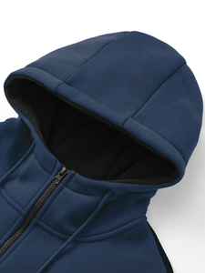 Survêtement d'hiver décontracté à capuche pour homme, couleur unie, taille ajustable avec cordon de serrage, poignets élastiques, doublure intérieure douce, coutures durables - Product Image 5