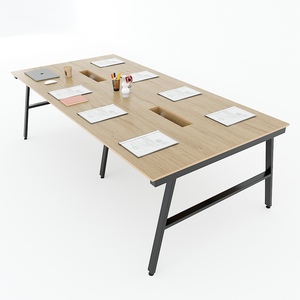 Aconcept HBAC049 Minimalist <b>Office</b> Furniture 240x120cm Plywood with Melamin Finish Iron Legs Meeting <b>Table</b> - Product Image 2