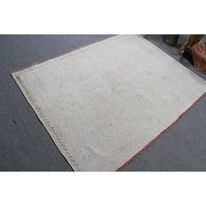 Tapis de 5,9 x 4,4 pieds, tapis turc vintage, tapis en laine blanc et rouge ombré - Product Image 4