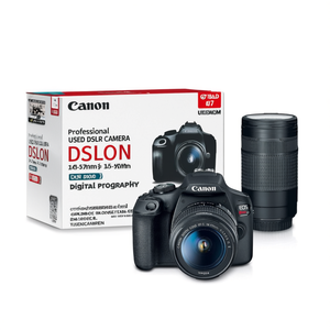 Appareil photo reflex numérique professionnel d'occasion avec kit double objectif 18-55 mm et 75-300 mm pour la photographie numérique - Product Image 2