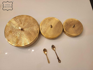 กล่องมาซาลาทองเหลืองคุณภาพสูงดีไซน์ใหม่ใส่เครื่องเทศโลหะเจ็ดช่องที่เก็บสมุนไพรและเครื่องเทศสำหรับห้องครัว - Product Image 2