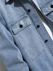 Chaqueta vaquera lavada con piedra Vintage para hombre, ropa de calle alta con estilo, temporada de primavera, diseño liso con cuello levantado holgado de gran tamaño - Product Image 5