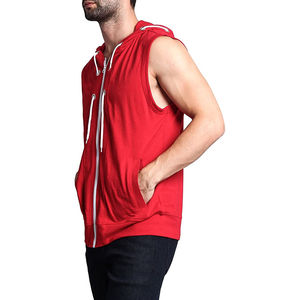 Sudadera con capucha deportiva sin mangas de algodón 100% para hombre, ropa de entrenamiento de invierno GSM 150, diseño de estampado teñido liso para ejercicio - Product Image 3