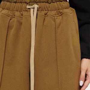 Pantalon large d'hiver pour femme en polyester/coton personnalisé, pantalon de survêtement respirant, dentelle, devant plat, taille élastique, impression de logo personnalisée - Product Image 3