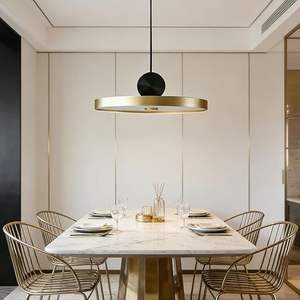 Lampada a Sospensione SIMIG in Stile Arte Moderna, Lampadario a Striscia ad Anello Nero e Oro in Ferro, Adatto <span class=keywords><strong>per</strong></span> Ingresso e Camera da Letto - Product Image 4