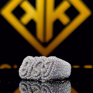 Iced Out <b>Ring</b>,Custom Round Cut Moissanite Letter <b>Ring</b>,<b>Initial</b> Finger <b>Rings</b>,Hip Hop Jewelry for Men,Personalized Jewelry - Product Image 2