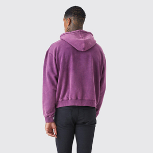 เสื้อฮู้ดสำหรับผู้ชายเสื้อโอเวอร์ไซส์ผ้าฝ้ายซักกรดสีพื้นสำหรับฤดูหนาวปรับแต่งโลโก้ได้ตามต้องการ - Product Image 3