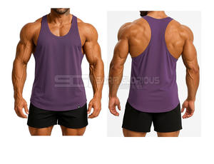 Purple Gym <b>Singlet</b> <b>Men</b> Cotton Spandex Workout Tank Top Sleeveless High Stretch Breathable Fitness Vest - Product Image 2