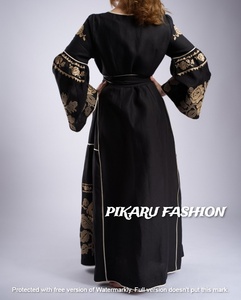 ชุดเดรสลายดอกไม้สำหรับผู้หญิง,ชุดกระโปรงแฟชั่นแขนยาวลายบอลลูนสีดำทันสมัยสำหรับฤดูใบไม้ผลิและยูเครน - Product Image 5