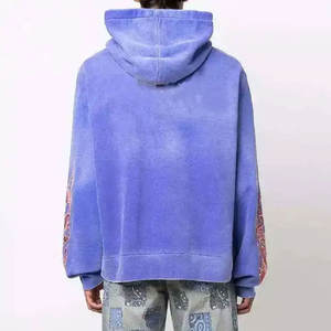 Sweat-shirt à capuche en coton lourd personnalisé, style streetwear, imprimé graphique, vintage, délavé à l'acide, pour homme - Product Image 2