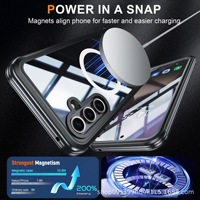 Étui antichoc double face sans fil avec anneau magnétique, protection intégrale 360° en verre trempé 9H TPU+PC de qualité supérieure