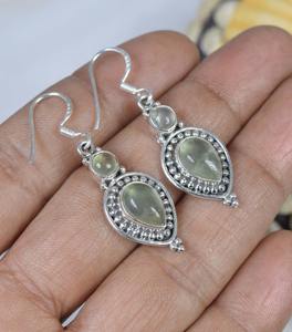 Boucles d'oreilles en pierres précieuses Prehnite 925 boucles d'oreilles en forme de poire en argent Sterling massif pour femmes filles boucles d'oreilles pendantes bijoux en argent - Product Image 2