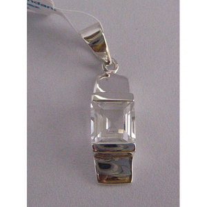 Handmade 925 Sterling Silver Women's Natural White Topaz <b>Pendant</b> <b>Emerald</b> Cut Bezel Setting Number Pattern Charm Shah Gems - Product Image 1