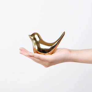 Haut-plaqué or mignon oiseau Figure Design moderne bureau oiseau Sculpture presse-papiers fait à la main solide objet oiseau pièce maîtresse - Product Image 1