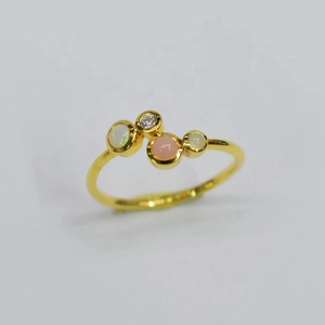 Wholesale Customizable S925 14K Gold & Rhodium Plated Fine Gemstone Jewelry Ring Natural Pink Australian <b>Opal</b> for Parties <b>Gifts</b> - Product Image 1