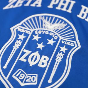 Maillot de football ZPB bleu royal 100% polyester maillot Zeta Phi Beta avec logos brodés et bouclier col en V manches rayées - Product Image 3