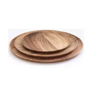 Assiette ronde en bois d'acacia personnalisée faite à la main en toute sécurité par l'artisanat en croissant - Product Image 1